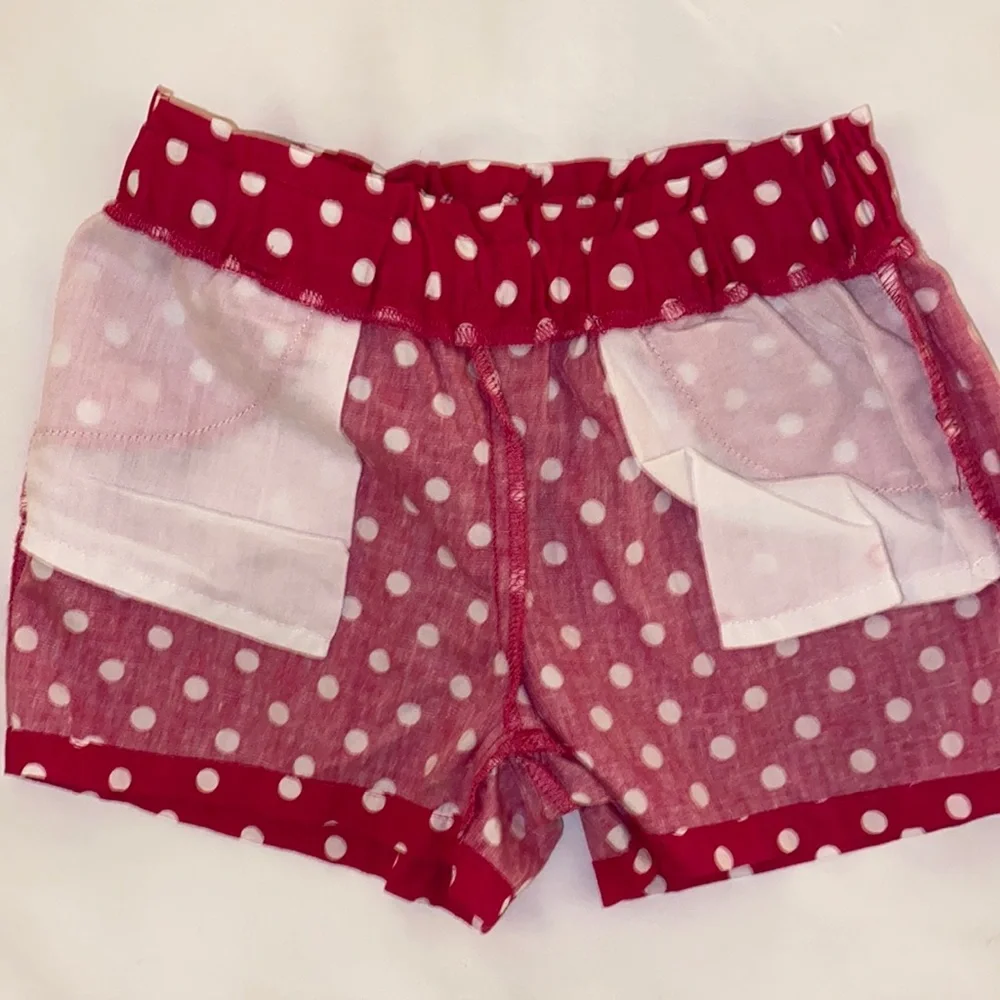 Gymboree Pink Cotton White Polkadots Summer Shorts Elastic Waist Size 5T - Picture 5 of 8